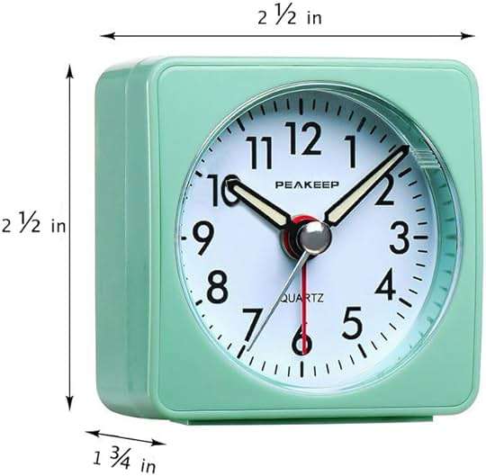 Peakeep Ultra Small, Battery Travel Alarm Clock with Snooze and Light, Silent with No Ticking Analog Quartz (Aquamarine) - Image 3