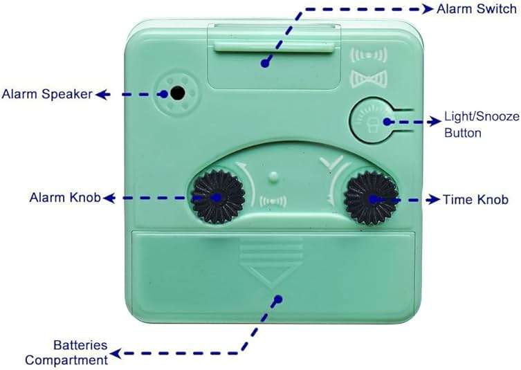Peakeep Ultra Small, Battery Travel Alarm Clock with Snooze and Light, Silent with No Ticking Analog Quartz (Aquamarine) - Image 6