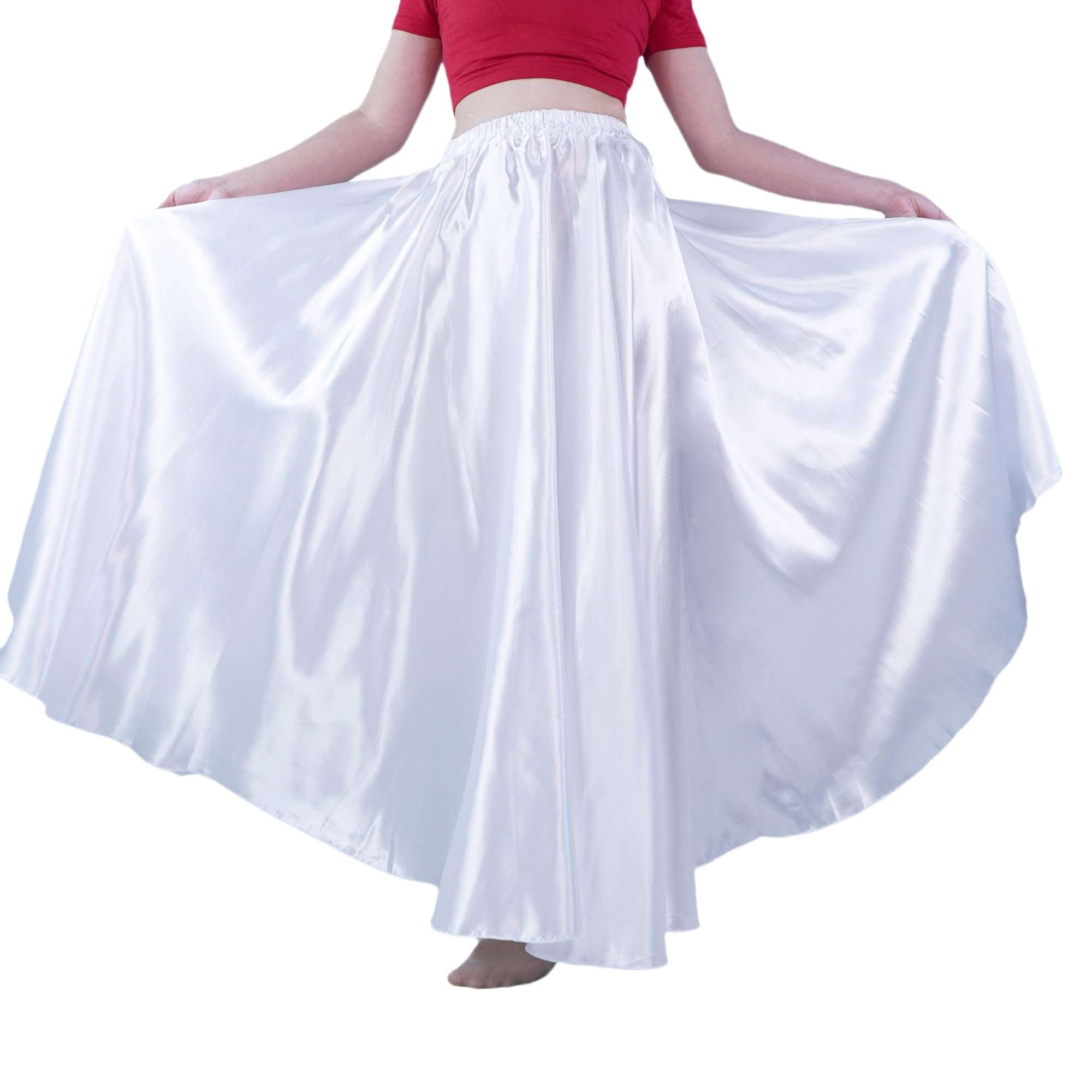 MUNAFIE Women's Long Maxi Dance Skirt - Satin Fairy Skirt for Praise & Cosplay Belly Dance - Image 1