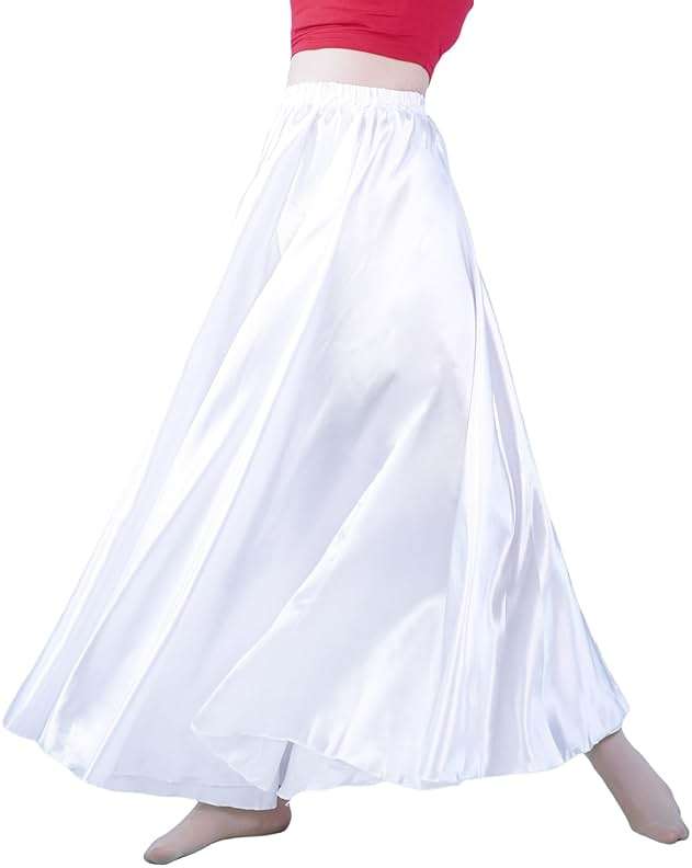 MUNAFIE Women's Long Maxi Dance Skirt - Satin Fairy Skirt for Praise & Cosplay Belly Dance - Image 3