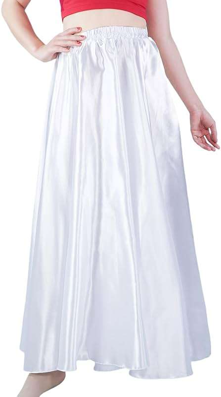 MUNAFIE Women's Long Maxi Dance Skirt - Satin Fairy Skirt for Praise & Cosplay Belly Dance - Image 4