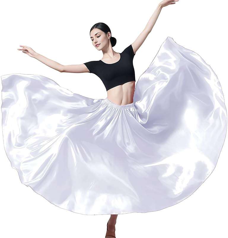 MUNAFIE Women's Long Maxi Dance Skirt - Satin Fairy Skirt for Praise & Cosplay Belly Dance - Image 6