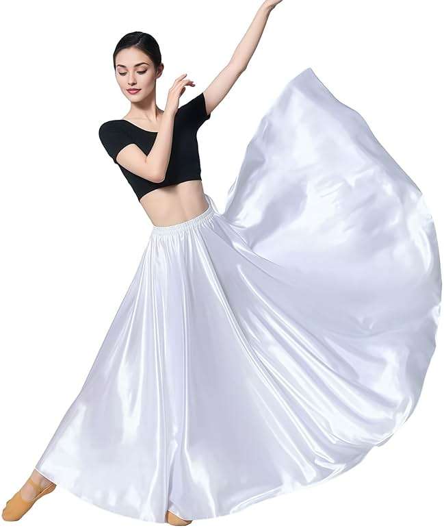 MUNAFIE Women's Long Maxi Dance Skirt - Satin Fairy Skirt for Praise & Cosplay Belly Dance - Image 7