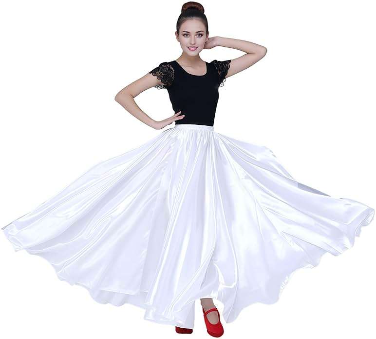 MUNAFIE Women's Long Maxi Dance Skirt - Satin Fairy Skirt for Praise & Cosplay Belly Dance - Image 8