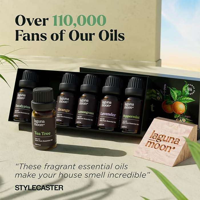 Lagunamoon Essential Oils Aromatherapy Set - 6 Oils for Diffusers, Home Care, Candle Making Scents, Fragrance, Humidifiers, Gifts - Peppermint, Tea Tree, Lavender, Eucalyptus, Orange (10mL) - Image 7