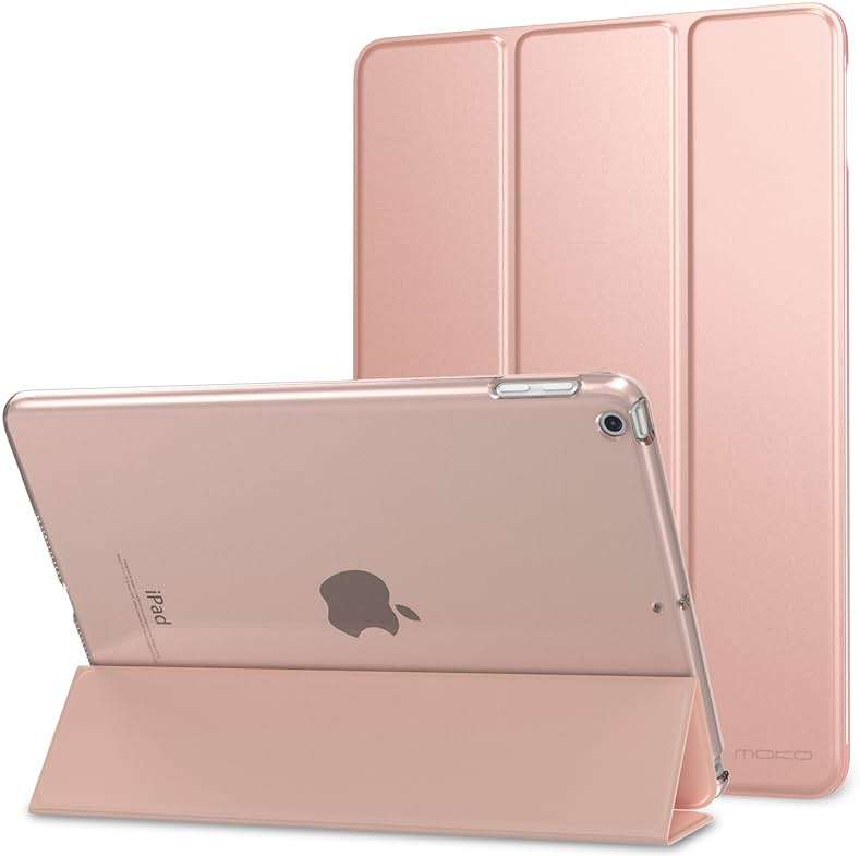 MoKo Case Fit 2018/2017 iPad 9.7 5th / 6th Generation - Slim Lightweight Smart Shell Stand Cover with Translucent Frosted Back Protector Fit Apple iPad 9.7 Inch 2018/2017, Rose Gold(Auto Wake/Sleep) - Image 1