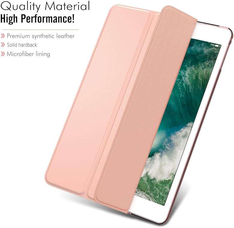 MoKo Case Fit 2018/2017 iPad 9.7 5th / 6th Generation - Slim Lightweight Smart Shell Stand Cover with Translucent Frosted Back Protector Fit Apple iPad 9.7 Inch 2018/2017, Rose Gold(Auto Wake/Sleep) - Image 3