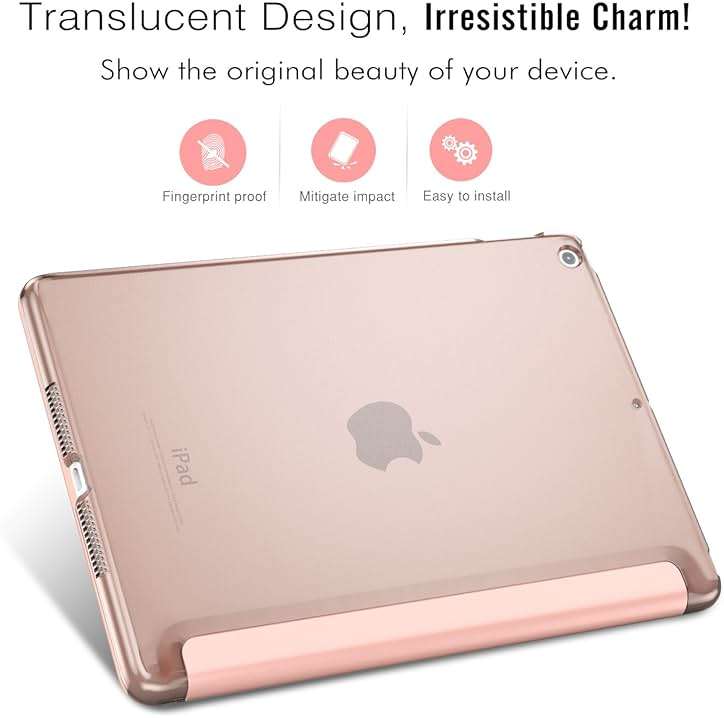 MoKo Case Fit 2018/2017 iPad 9.7 5th / 6th Generation - Slim Lightweight Smart Shell Stand Cover with Translucent Frosted Back Protector Fit Apple iPad 9.7 Inch 2018/2017, Rose Gold(Auto Wake/Sleep) - Image 4
