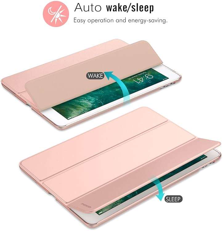 MoKo Case Fit 2018/2017 iPad 9.7 5th / 6th Generation - Slim Lightweight Smart Shell Stand Cover with Translucent Frosted Back Protector Fit Apple iPad 9.7 Inch 2018/2017, Rose Gold(Auto Wake/Sleep) - Image 7