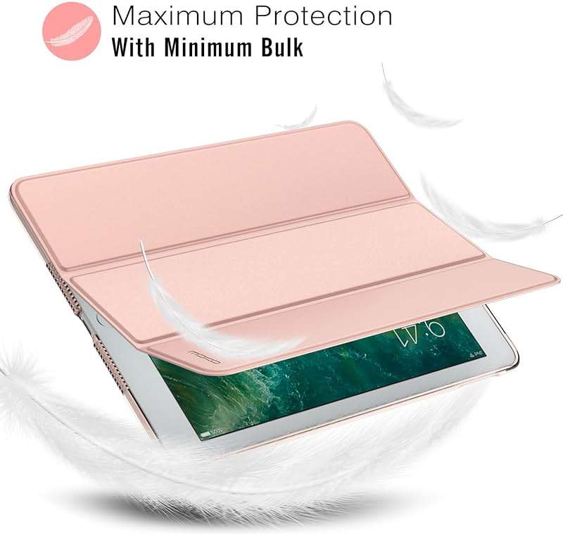MoKo Case Fit 2018/2017 iPad 9.7 5th / 6th Generation - Slim Lightweight Smart Shell Stand Cover with Translucent Frosted Back Protector Fit Apple iPad 9.7 Inch 2018/2017, Rose Gold(Auto Wake/Sleep) - Image 8