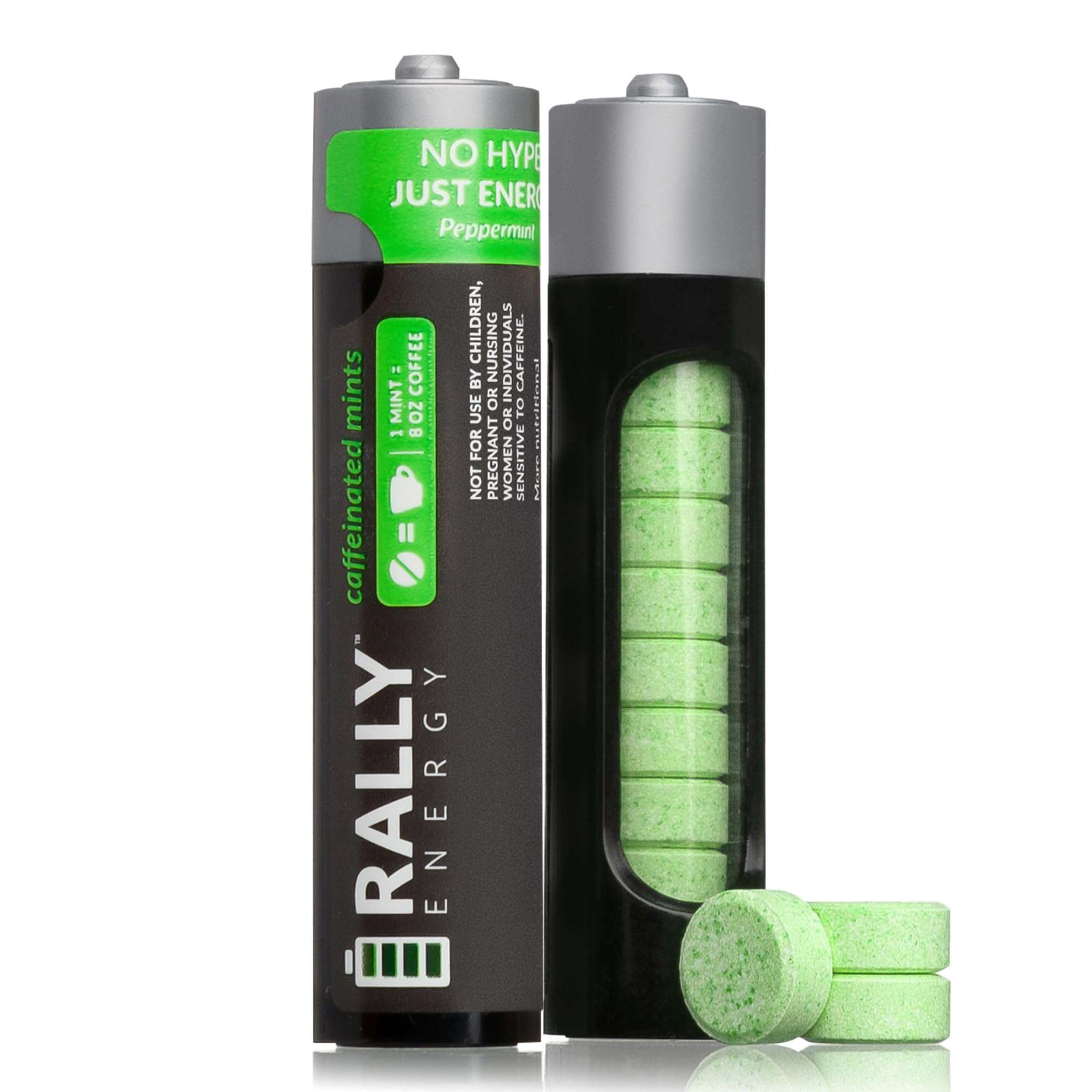 Caffeine Mints by Rally, 60milligram Caffeine, Instant Energy, Fresh Breath Caffeinated Mints, 0 Sugar, Natural Peppermint Flavor (2 Packs, 20 Mints) - Image 1