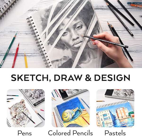ARTEZA Sketch Book 2 Pack, 9x12 Inches, 200 Sheets of 68 lb Heavyweight Paper, Spiral Bound Drawing Pad with Perforated True-to-Size Pages for Sketching, Drawing, and Illustration - Image 5