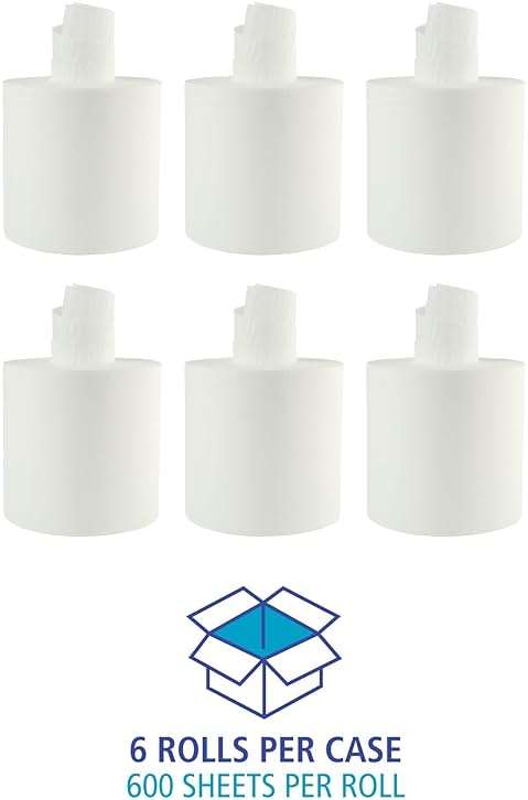 Boardwalk Bathroom Center-Pull Disposable Hand Paper Towel Roll, 2-Ply, 7.6 x 8.9, 600/Roll, 6/Carton, White - Image 5