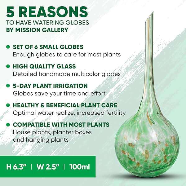 Plant Watering Globes Set of 6 - Small Glass Self Watering Bulbs Up to 5 Days of Irrigation - for Indoor & Outdoor Plants - Multicolor, Automatic, Glass Watering Bulbs for Daily Use, Watering Devices - Image 3