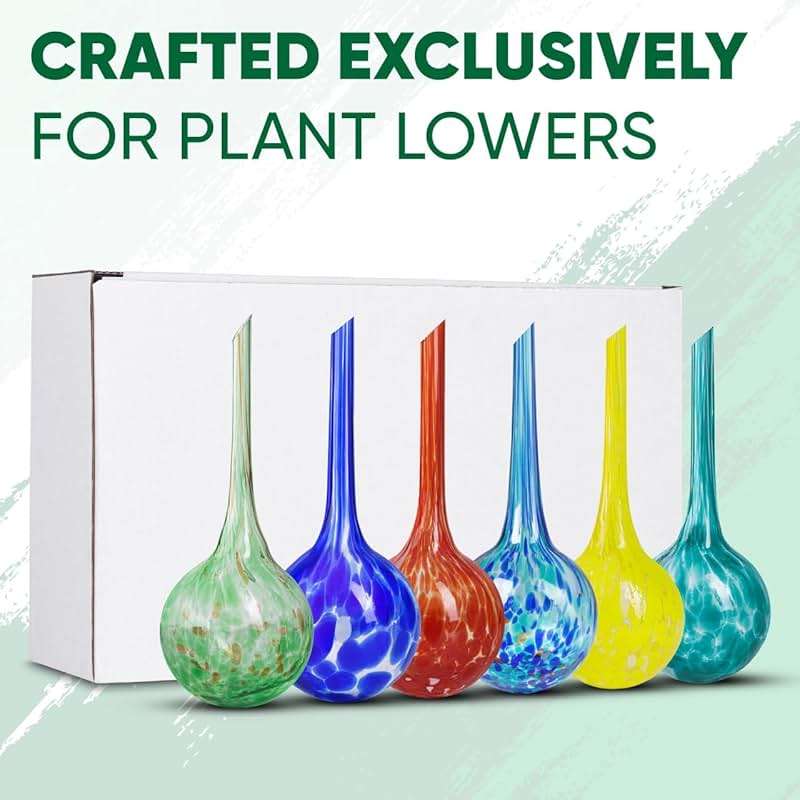 Plant Watering Globes Set of 6 - Small Glass Self Watering Bulbs Up to 5 Days of Irrigation - for Indoor & Outdoor Plants - Multicolor, Automatic, Glass Watering Bulbs for Daily Use, Watering Devices - Image 7