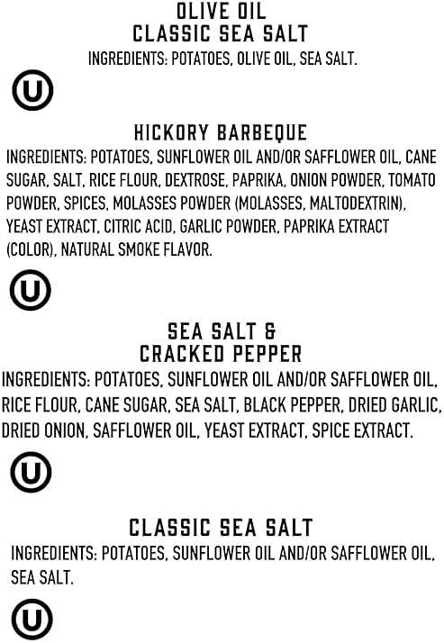 Boulder Canyon Kettle Style Potato Chips Variety Pack, 24 Count, Assorted 1.5oz. Bags, Olive Oil Classic Sea salt, Hickory BBQ, Sea Salt & Cracked Pepper, Classic Sea salt - Image 3