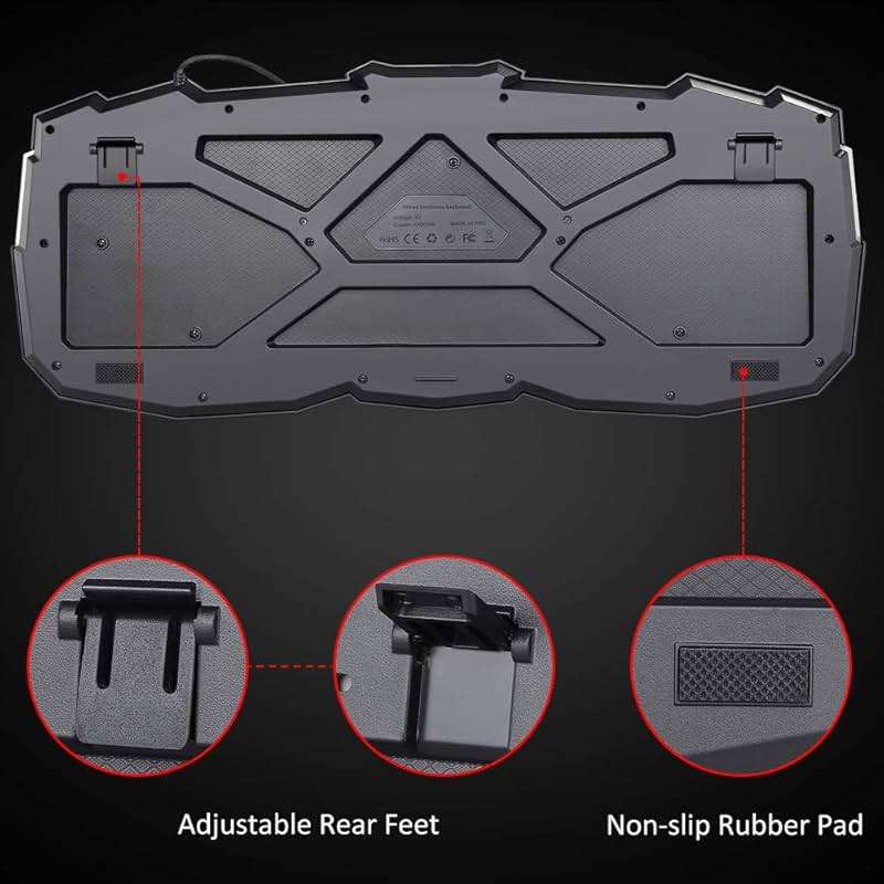 BlueFinger Gaming Keyboard Mouse Headset Combo, USB Wired Crack Backlit,114 Keys Letters Glow LED Keyboard, Red LED Light Headset for Laptop PC Computer Work and Game - Image 9