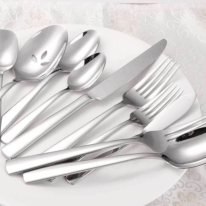45-Piece Flatware Sets, Silverware Set for 8, Durable Stainless Steel Tableware in Ergonomic Design Size and Weight, Kitchen Utensils Set with Steak Knives, Rust-proof, Dishwasher Safe - Image 7