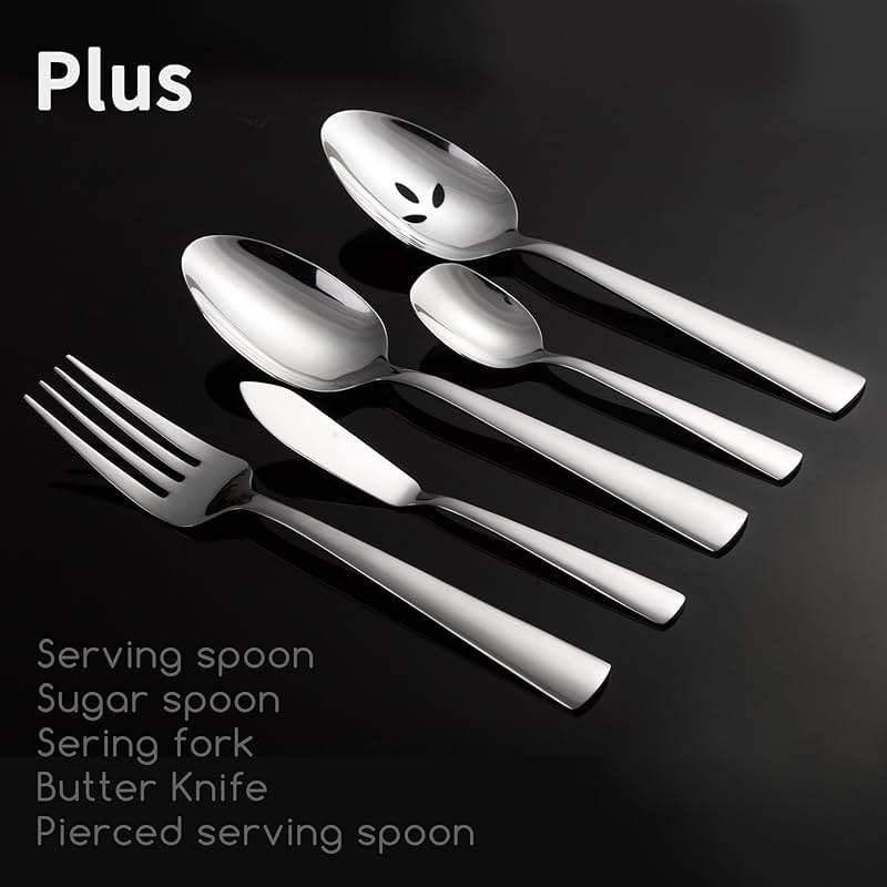 45-Piece Flatware Sets, Silverware Set for 8, Durable Stainless Steel Tableware in Ergonomic Design Size and Weight, Kitchen Utensils Set with Steak Knives, Rust-proof, Dishwasher Safe - Image 9