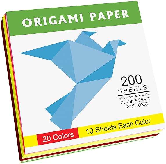 Origami Paper Double Sided 200 Sheets with Assorted 20 Colors, 6 Inch Square Colored Origami Sheets Easy to Fold for Beginner,School,Fun DIY Arts,Parent-Child Interaction & Crafts Handmade Projects - Image 4