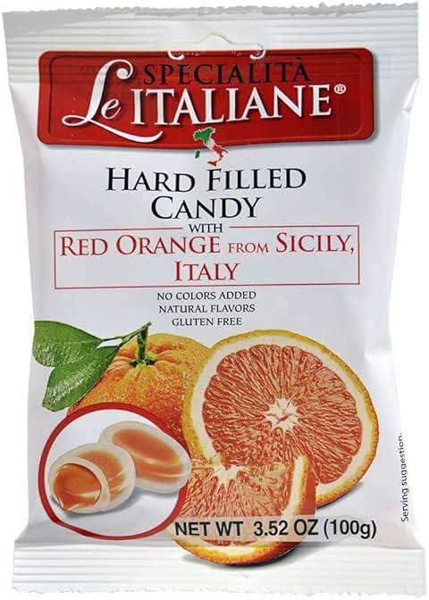 Serra Le Italiane, Italian Natural Hard Candy Filled With Red Orange From Sicily Italy, 3.5 Ounce - Image 1