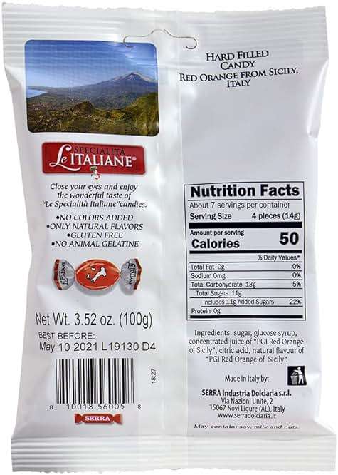 Serra Le Italiane, Italian Natural Hard Candy Filled With Red Orange From Sicily Italy, 3.5 Ounce - Image 2