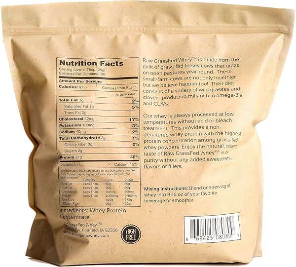Raw Grass Fed Whey Protein Powder – Unflavored, Only 1 Ingredient: 100% Pure Grass-Fed Whey from Happy, Healthy Cows – Undenatured, Non-GMO, Hormone-Free, Gluten-Free, Made in USA, 5LB - Image 2