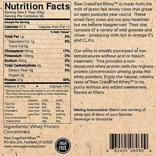 Raw Grass Fed Whey Protein Powder – Unflavored, Only 1 Ingredient: 100% Pure Grass-Fed Whey from Happy, Healthy Cows – Undenatured, Non-GMO, Hormone-Free, Gluten-Free, Made in USA, 5LB - Image 4