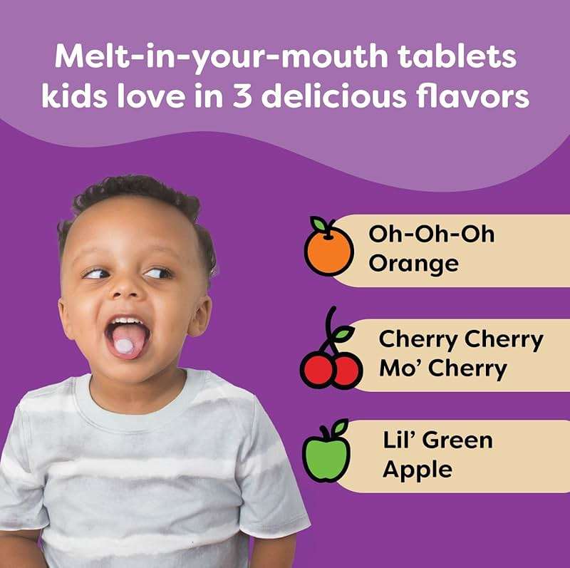 Renzo's Picky Eater Kids Multivitamin with Iron - Dissolvable Kids Vitamins with Iron, Zinc, Vitamin C, Vitamin D, E & K, Sugar-Free Melty Tabs, Cherry Flavor, 60-Count (1-2 Month Supply) - Image 4