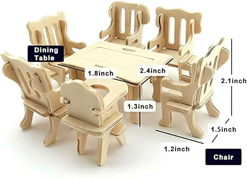 LOVEINUSA 34 PCS DIY Wooden Dollhouse Furniture Set, 1:20 Scale Miniature Room Accessories for Kitchen Living Room Bathroom for DIY Crafts Project - Image 3