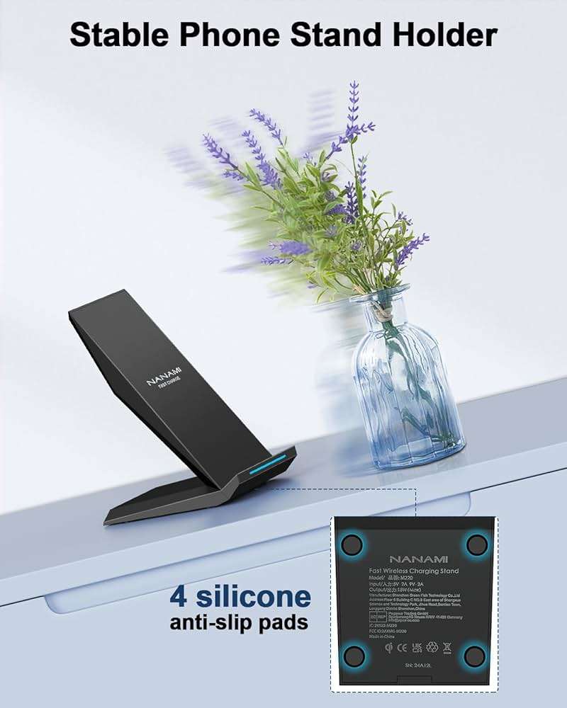 Fast Wireless Charger, NANAMI Wireless Charging Stand Compatible iPhone 17/17 Air/16/15/15 Pro/15 Plus/15 Pro Max/14/13, Nightstand Phone Charger Dock for Samsung Galaxy S26/S26+/S25/S24/S23/S22 - Image 6