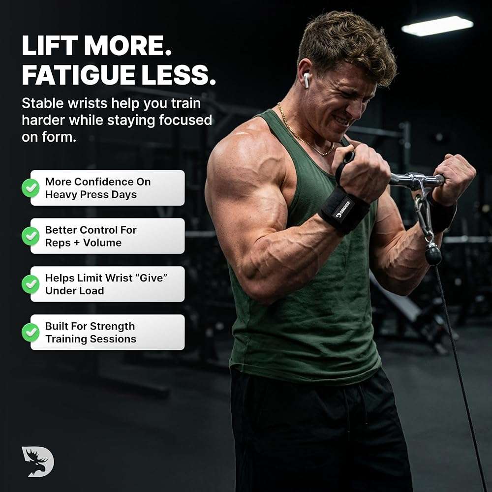 DMoose Fitness Wrist Wraps for Weightlifting 18" - Heavy Duty Gym Wrap with Hand Thumb Loop for Support & Pain Relief, USPA Approved Powerlifting, Weight Lifting Wrist Straps for Men & Women Work Out - Image 3