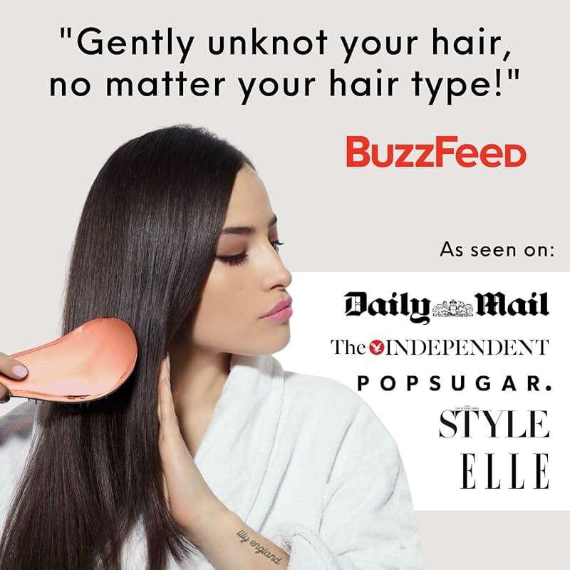 Lily England Teen Girl Gifts Trendy Stuff - Gentle Detangler Hair Brush for Curly, Thick, Straight & Natural Hair - Attractive Gift for Teen Girls with Flexible Bristles for Wet & Dry Hair, Rose-Gold - Image 2