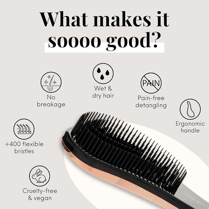 Lily England Teen Girl Gifts Trendy Stuff - Gentle Detangler Hair Brush for Curly, Thick, Straight & Natural Hair - Attractive Gift for Teen Girls with Flexible Bristles for Wet & Dry Hair, Rose-Gold - Image 4