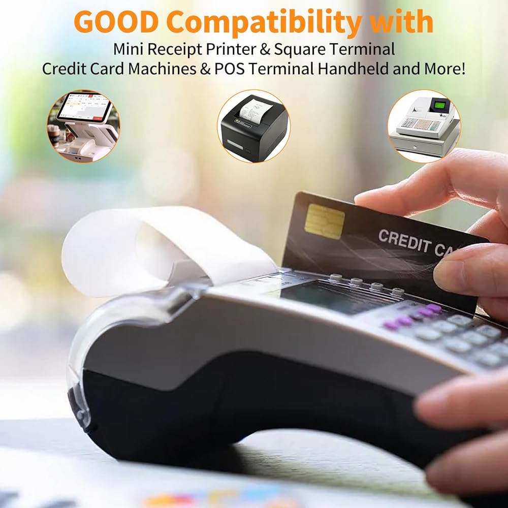 PAPRMA 2 1/4'' x 50' Thermal Receipt Paper 50 Rolls, 2.25x50ft Receipt Roll Cash Register Paper - For Credit Card Machine POS Terminal Clover Mini Verifone - Image 3