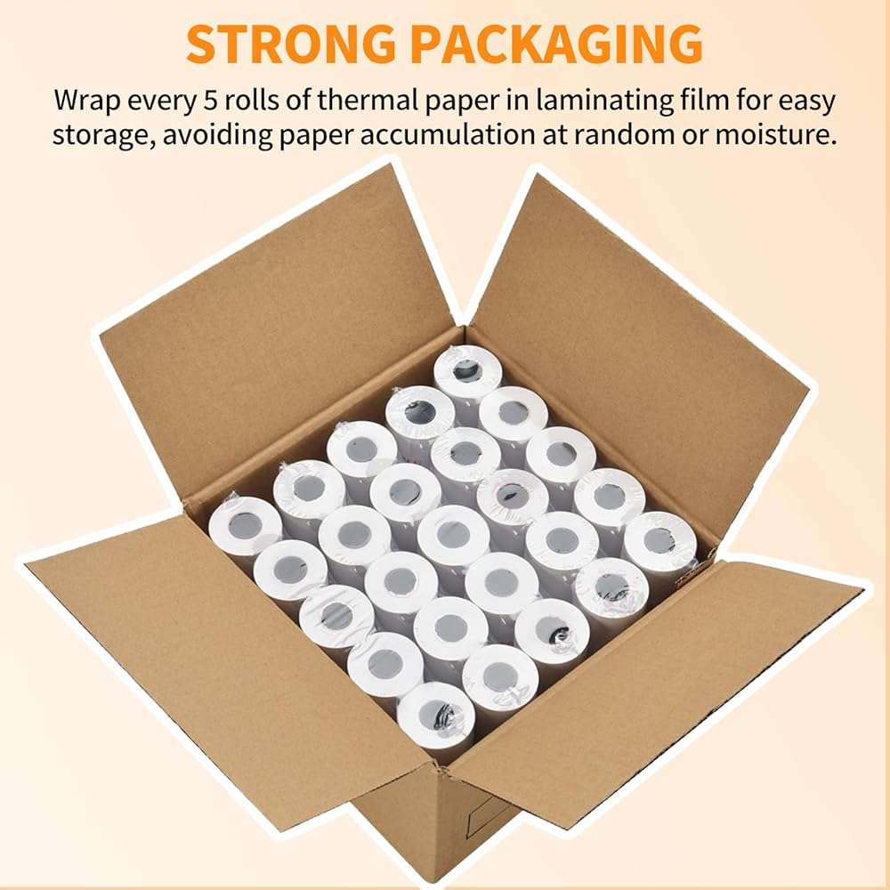 PAPRMA 2 1/4'' x 50' Thermal Receipt Paper 50 Rolls, 2.25x50ft Receipt Roll Cash Register Paper - For Credit Card Machine POS Terminal Clover Mini Verifone - Image 5