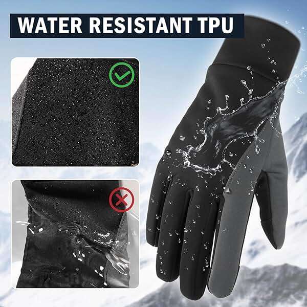 OZERO Winter Touchscreen Gloves for Men: Warm Running Gloves Windproof Water Resistant - Lightweight Thermal Glove for Hiking Cycling Driving - Image 2