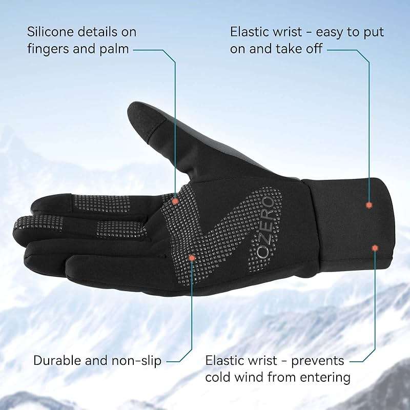 OZERO Winter Touchscreen Gloves for Men: Warm Running Gloves Windproof Water Resistant - Lightweight Thermal Glove for Hiking Cycling Driving - Image 4