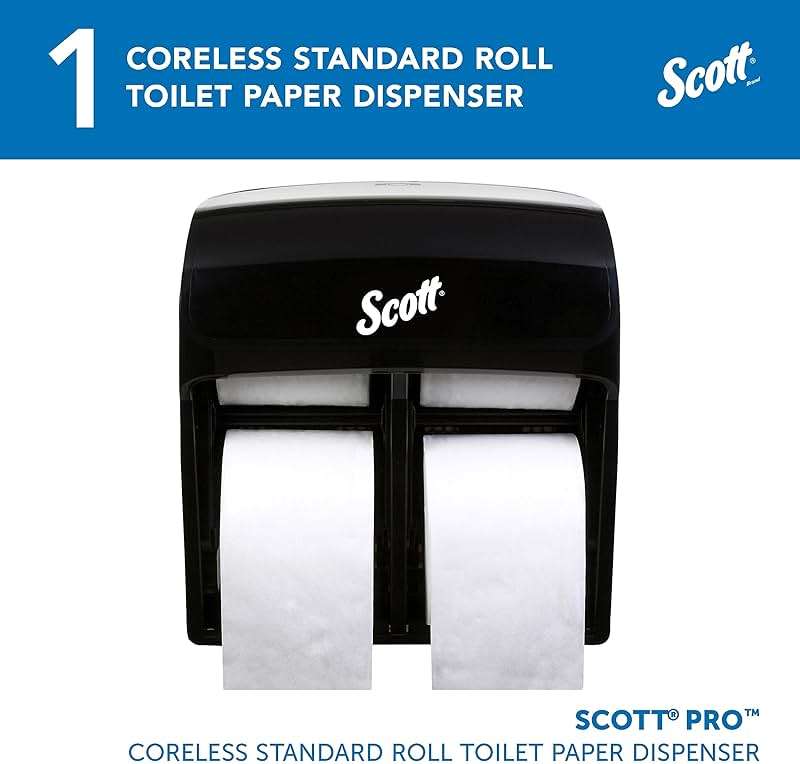 Scott Professional High Capacity Coreless Standard Roll Toilet Paper Dispenser (44518), Black, Holds 4 Rolls, Wall Mounted, Commercial Grade (Qty 1) - Image 2