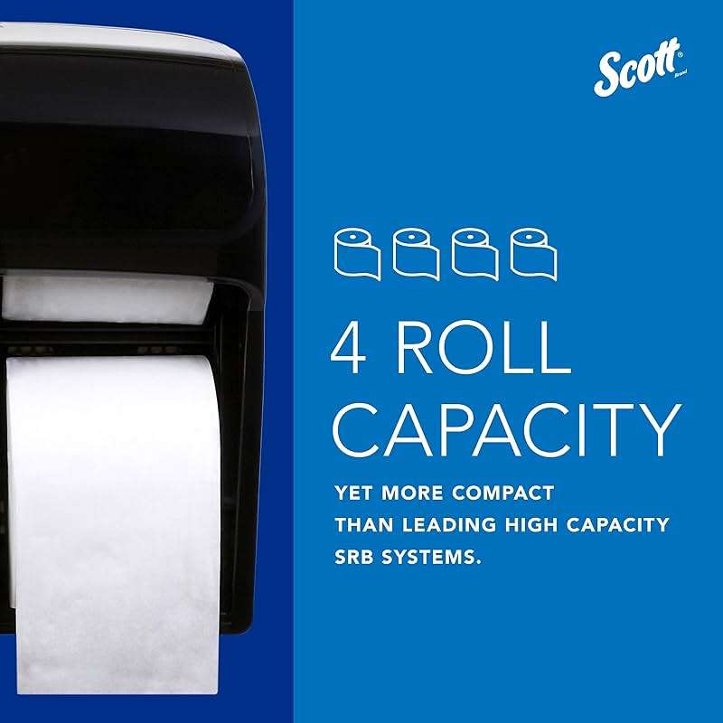 Scott Professional High Capacity Coreless Standard Roll Toilet Paper Dispenser (44518), Black, Holds 4 Rolls, Wall Mounted, Commercial Grade (Qty 1) - Image 7