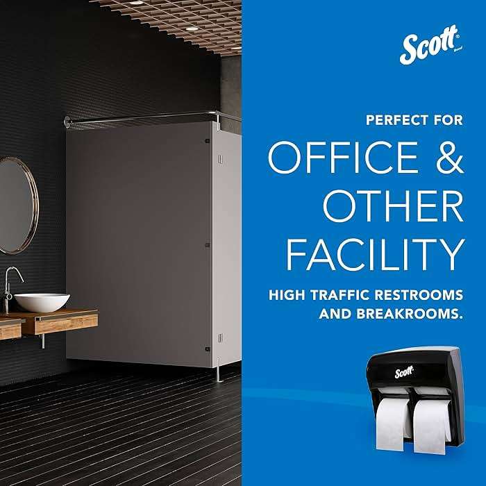Scott Professional High Capacity Coreless Standard Roll Toilet Paper Dispenser (44518), Black, Holds 4 Rolls, Wall Mounted, Commercial Grade (Qty 1) - Image 9