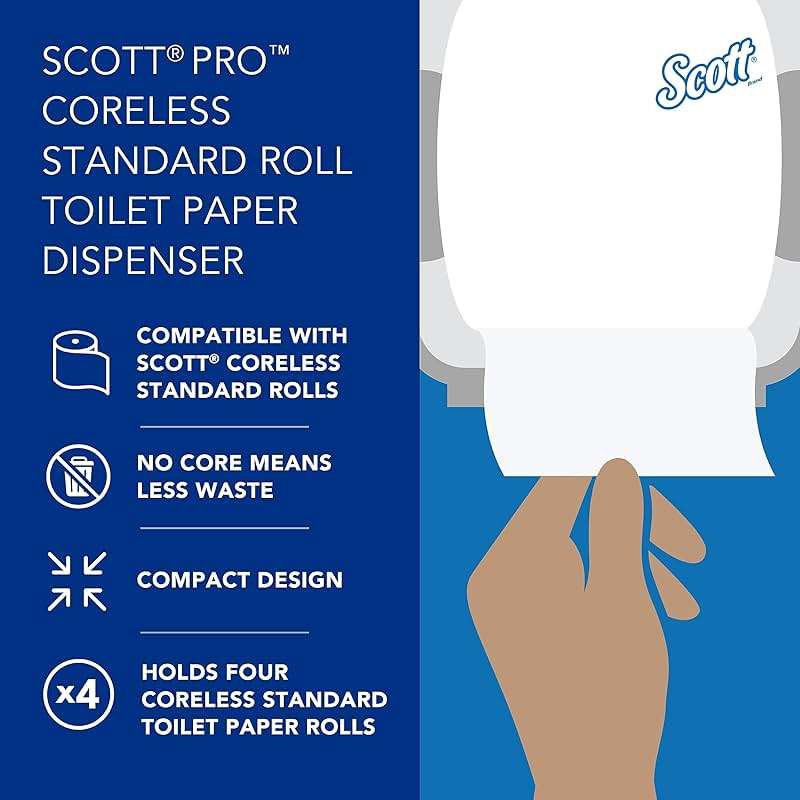 Scott Professional High Capacity Coreless Standard Roll Toilet Paper Dispenser (44518), Black, Holds 4 Rolls, Wall Mounted, Commercial Grade (Qty 1) - Image 10