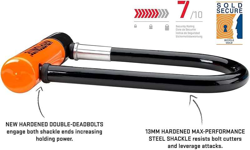 Kryptonite Evolution Mini-7 Bike U-Lock with 4 ft Security Cable - 7mm Max - Performance Steel Shackle with Double Deadbolt, Includes 3 Keys, Convenient Carry Bracket - Compact High-Security Bike Lock - Image 3