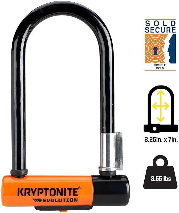 Kryptonite Evolution Mini-7 Bike U-Lock with 4 ft Security Cable - 7mm Max - Performance Steel Shackle with Double Deadbolt, Includes 3 Keys, Convenient Carry Bracket - Compact High-Security Bike Lock - Image 4