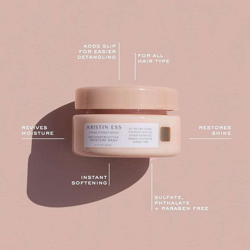 Kristin Ess Hydrating Deep Conditioner Protein Hair Mask - Shea Butter + Coconut Oil Hair Treatment for Dry Damaged Hair - Deep Conditioning, Strengthening, Softening, Anti-Frizz - Pear + Amber Scent - Image 3