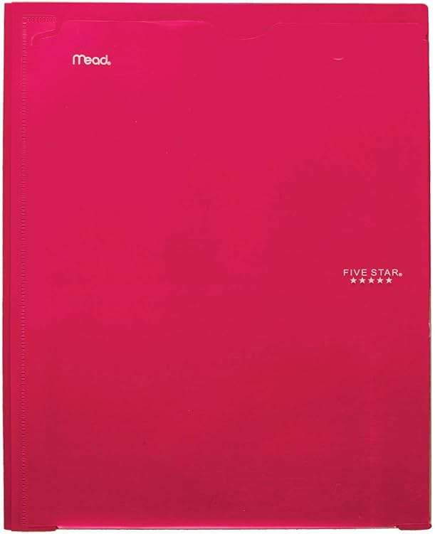 Five Star 2 Pocket Folder with Prong Fasteners, Folder with Pockets, Customizable Cover, Plastic, Color Selected for You, 1 Count (34136) - Image 1