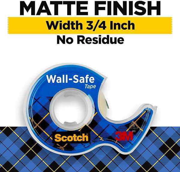 Scotch Wall-Safe Tape, 1 Dispenser Roll, Removable Wall Safe Tape, for Hanging Photos, Art, Décor, 3/4 in x 650 in - Image 2