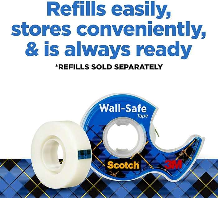 Scotch Wall-Safe Tape, 1 Dispenser Roll, Removable Wall Safe Tape, for Hanging Photos, Art, Décor, 3/4 in x 650 in - Image 7