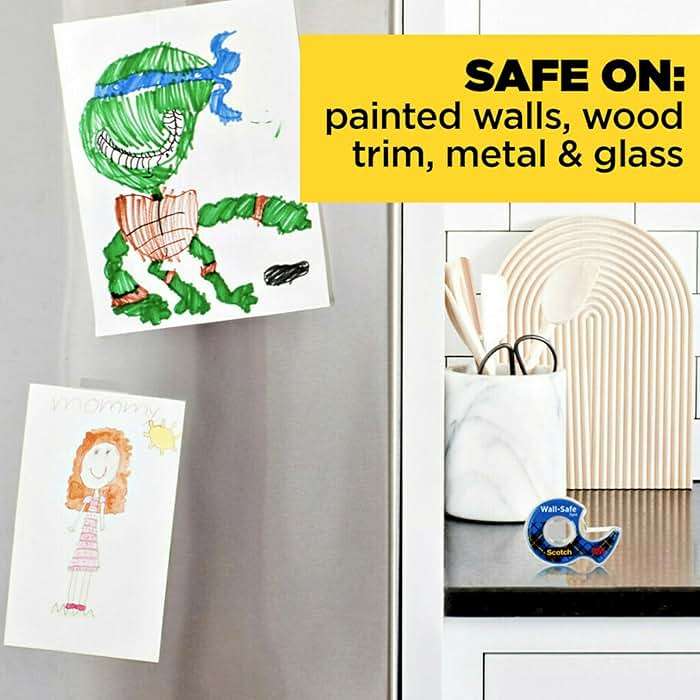 Scotch Wall-Safe Tape, 1 Dispenser Roll, Removable Wall Safe Tape, for Hanging Photos, Art, Décor, 3/4 in x 650 in - Image 8