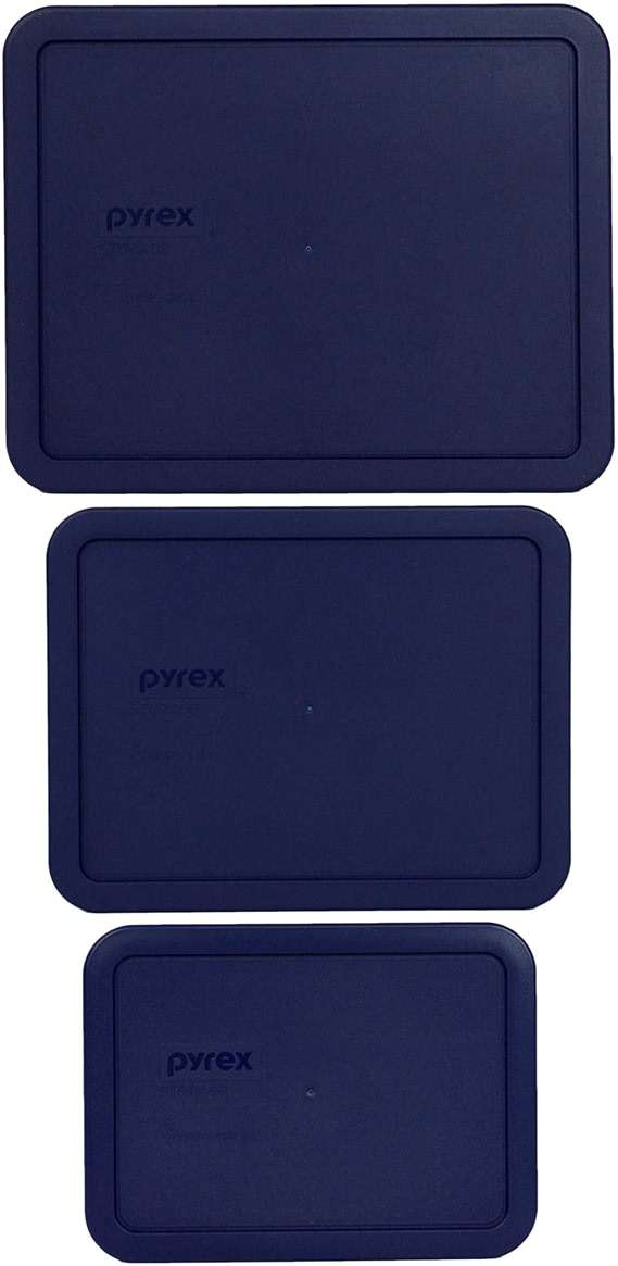 Pyrex 7212-PC 11-Cup, 7211-PC 6-Cup, & 7210-PC 3-Cup Blue Food Storage Replacement Lids - Made in USA - Image 1